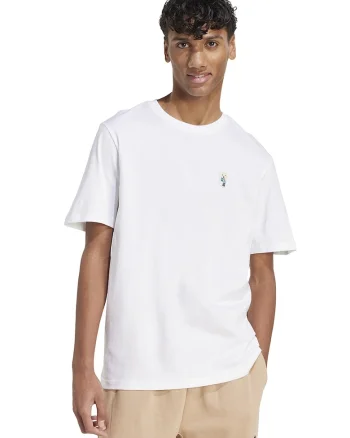 Tricou cu decolteu la baza gatului si logo discret, Alb optic