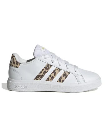Pantofi sport din piele ecologica cu detalii animal print, Alb/Maro inchis/Maro nisip
