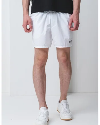 Pantaloni scurti uni cu buzunare oblice, Alb