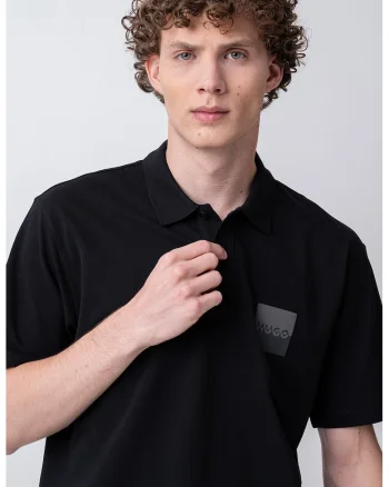 Tricou polo cu logo Dusplity, Negru stins/Gri inchis
