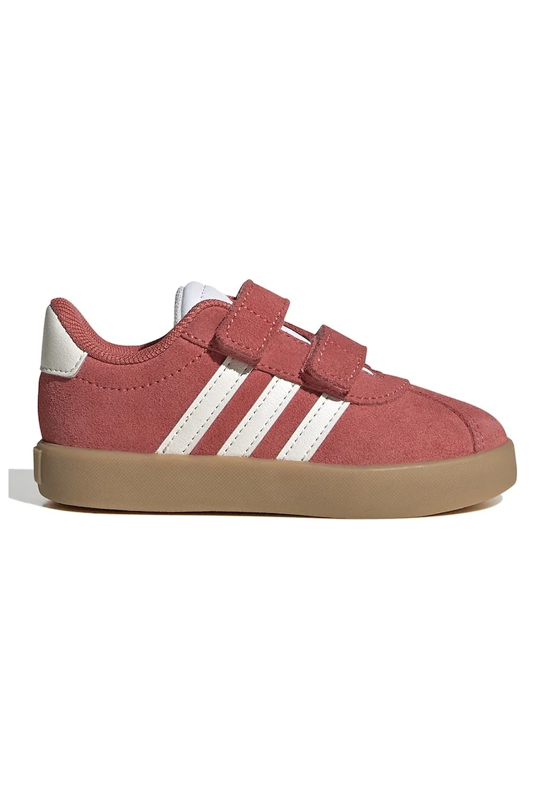 Pantofi sport Court 3.0 de piele intoarsa cu velcro, Alb/Portocaliu stins