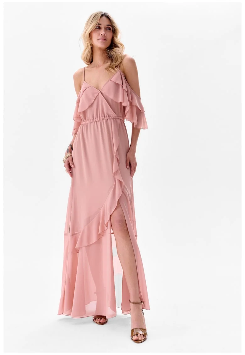 Rochie vaporoasa cu umeri decupati Bakalia, Roz