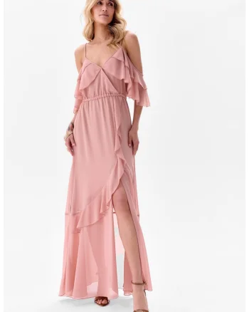 Rochie vaporoasa cu umeri decupati Bakalia, Roz