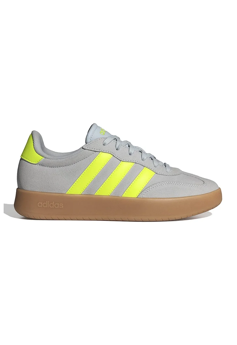 Pantofi sport Barreda din piele intoarsa cu insertii din material sintetic, Gri/Verde lime