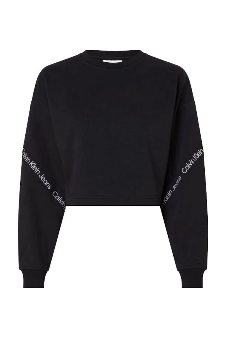 Bluza crop,  Fit, Bumbac, Negru, Negru