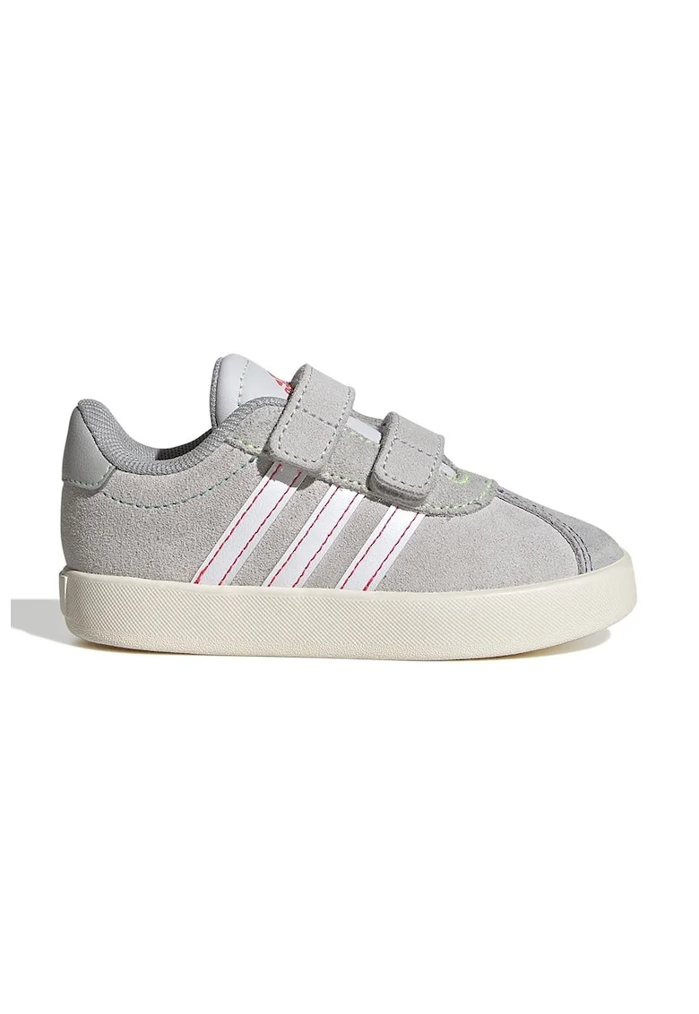 Pantofi sport Court 3.0 de piele intoarsa cu velcro, Alb/Gri deschis
