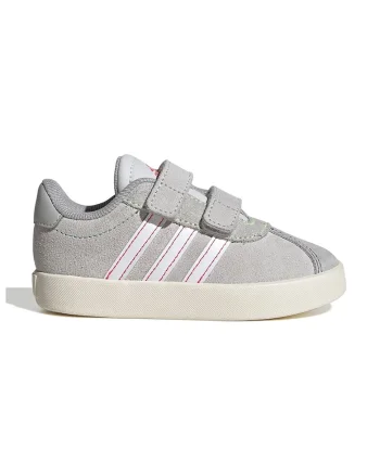 Pantofi sport Court 3.0 de piele intoarsa cu velcro, Alb/Gri deschis