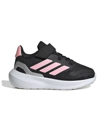 Pantofi sport Run Falcon 5 din material textil cu velcro, Negru/Roz pastel