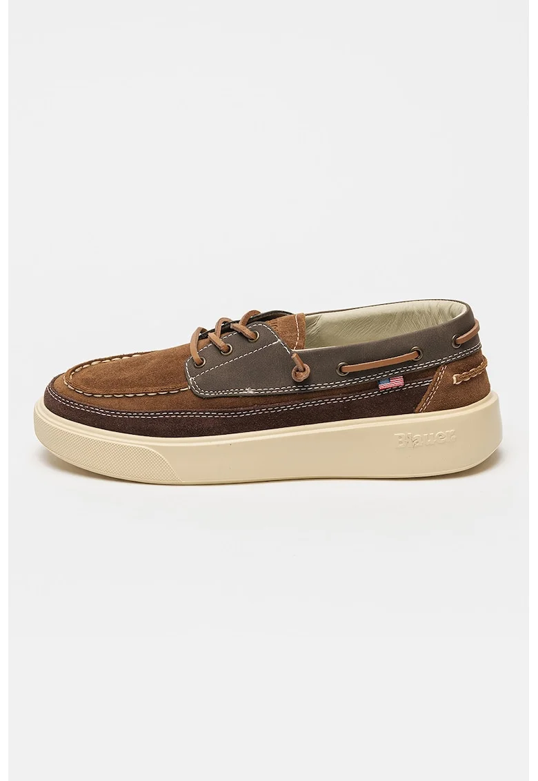 Pantofi boat de piele intoarsa, Maro