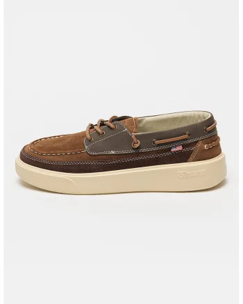 Pantofi boat de piele intoarsa, Maro