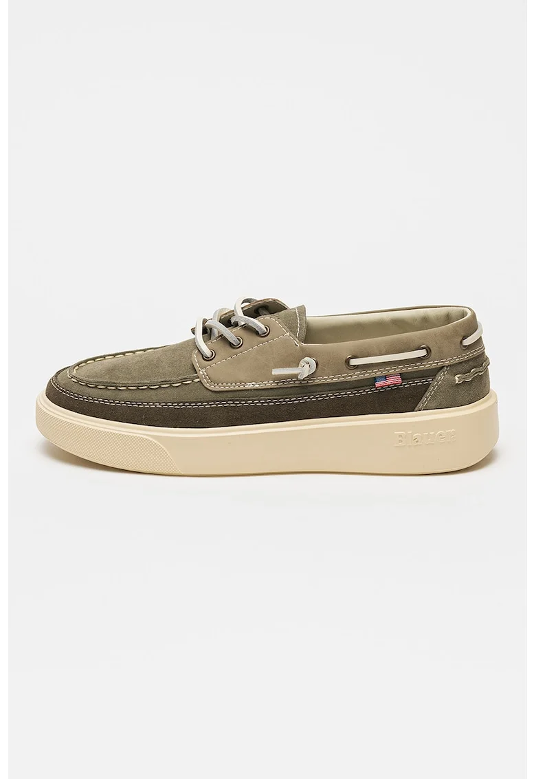 Pantofi boat de piele intoarsa, Kaki pal