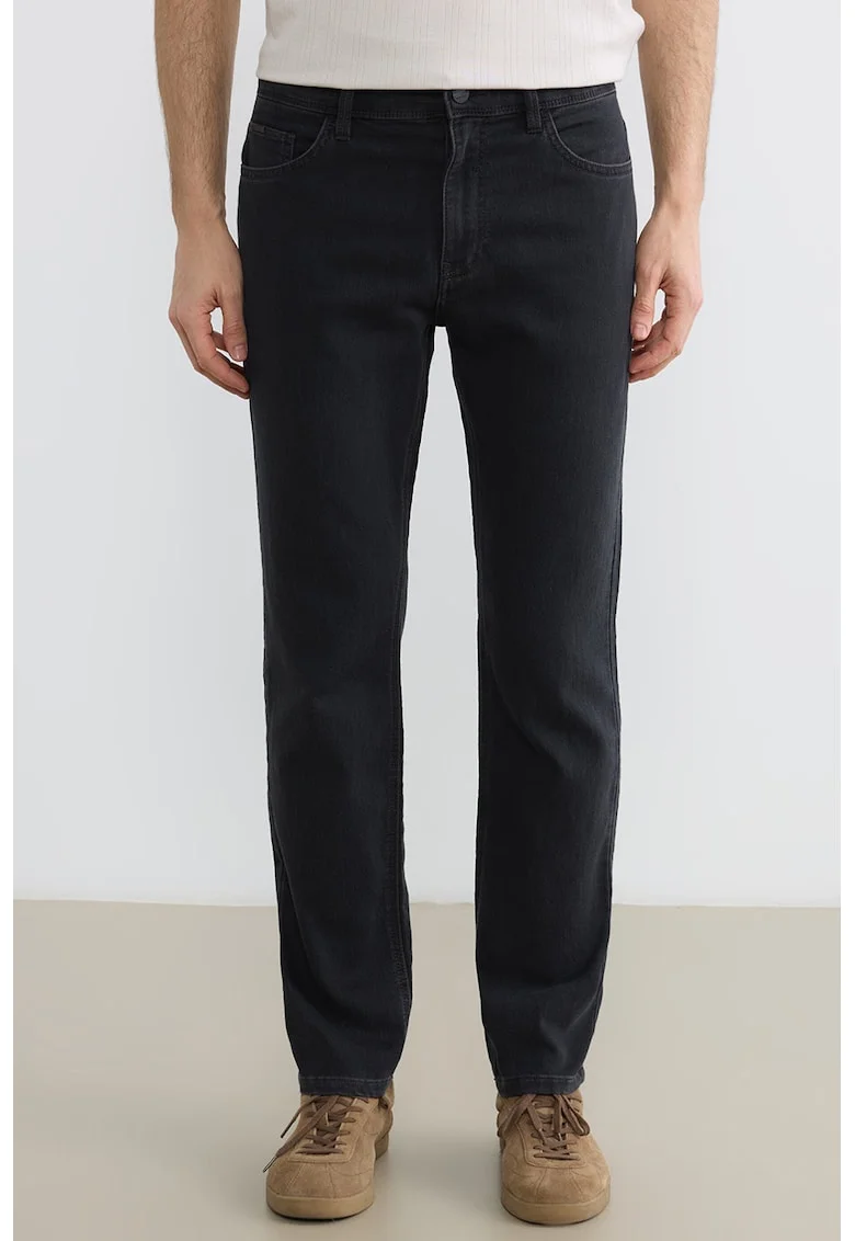 Blugi regular fit uni, Gri antracit