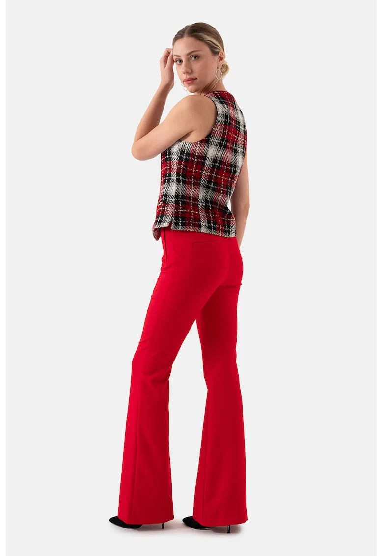 Pantaloni evazati cu buzunare laterale, Rosu