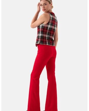 Pantaloni evazati cu buzunare laterale, Rosu
