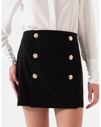 Fusta mini cu nasturi decorativi, Auriu/Negru
