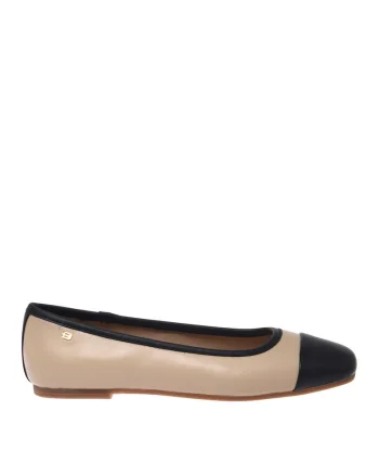 Balerini din piele cu model in doua nuante, Negru