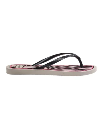 Papuci flip-flop cu model animal print, Alb/Negru/Roz