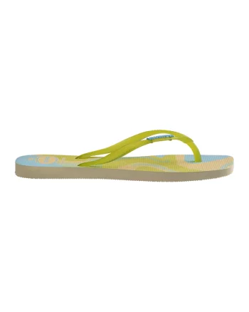 Papuci flip-flop cu detaliu logo, Albastru azur/Verde lime