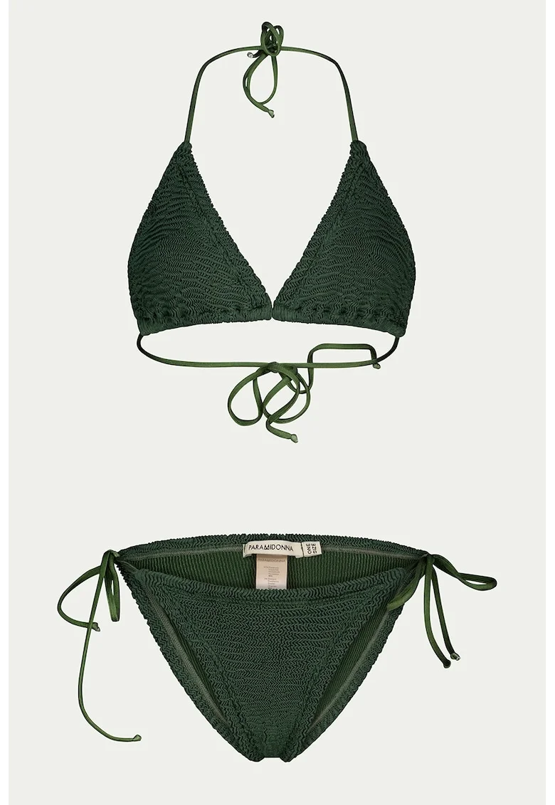 Costum de baie din doua piese cu snururi Ema, Verde padure