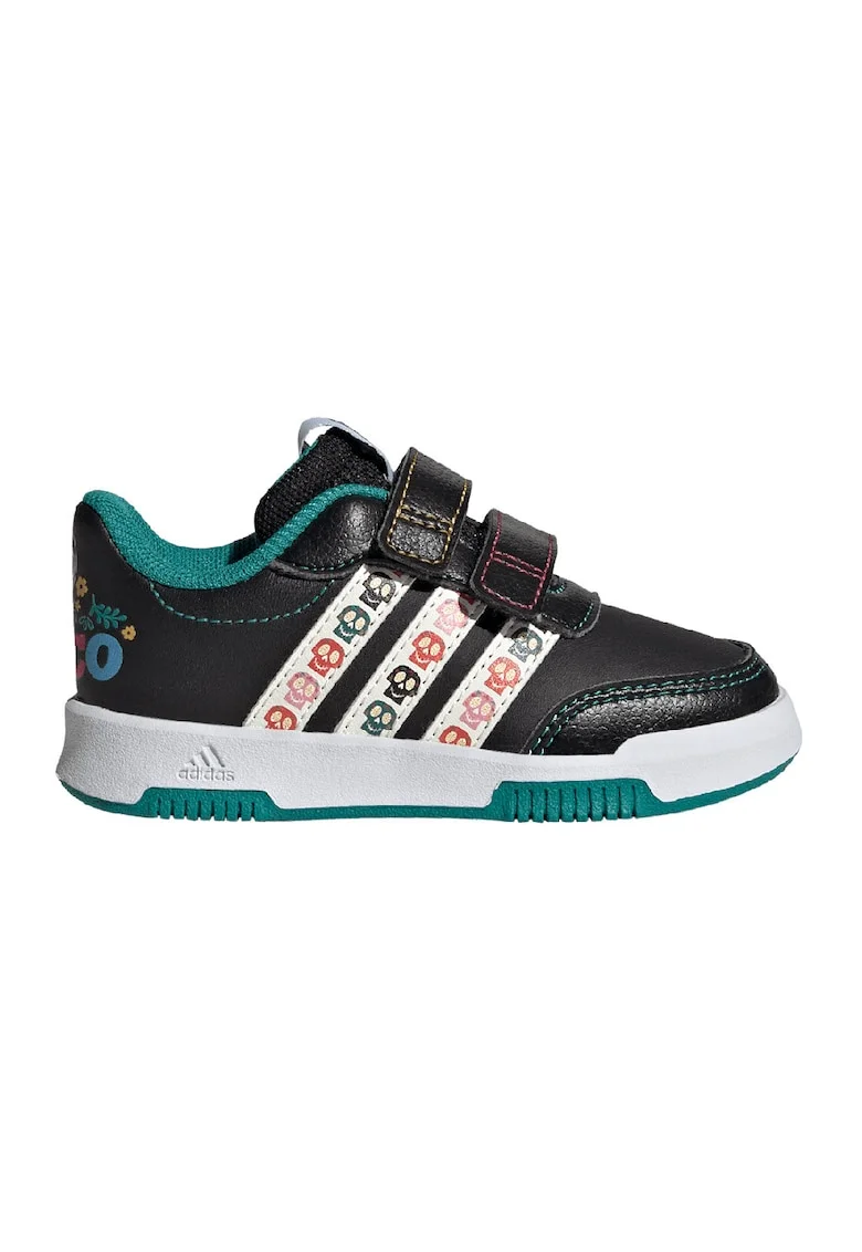 Pantofi sport cu velcro si garnituri din material sintetic, Alb/Negru/Verde aquamarin