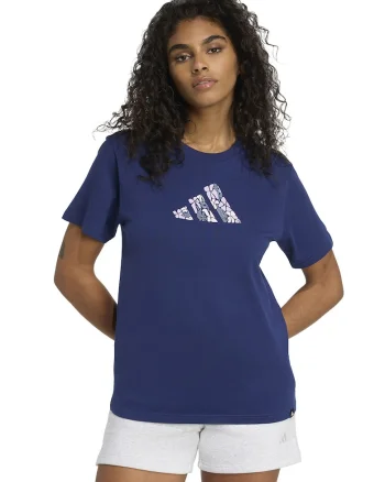 Tricou din bumbac cu imprimeu logo, Albastru inchis/Roz pastel