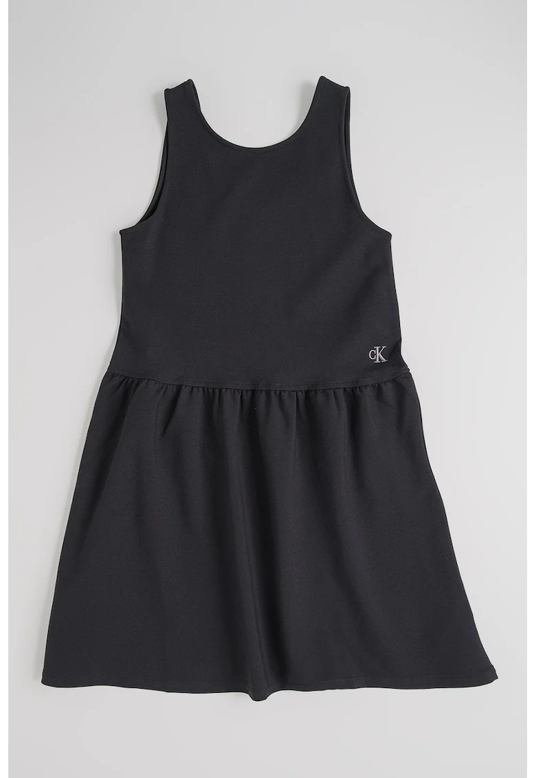 Rochie evazata cu decolteu rotund, Negru