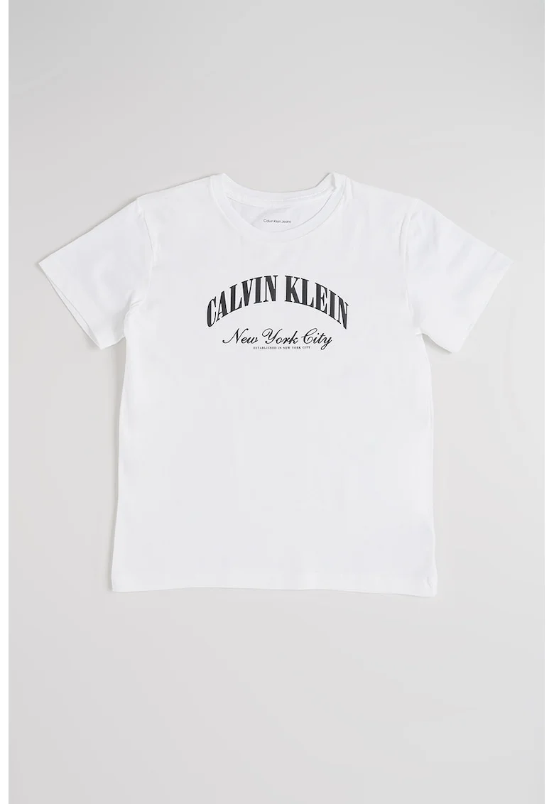 Tricou din bumbac organic cu logo, Alb optic