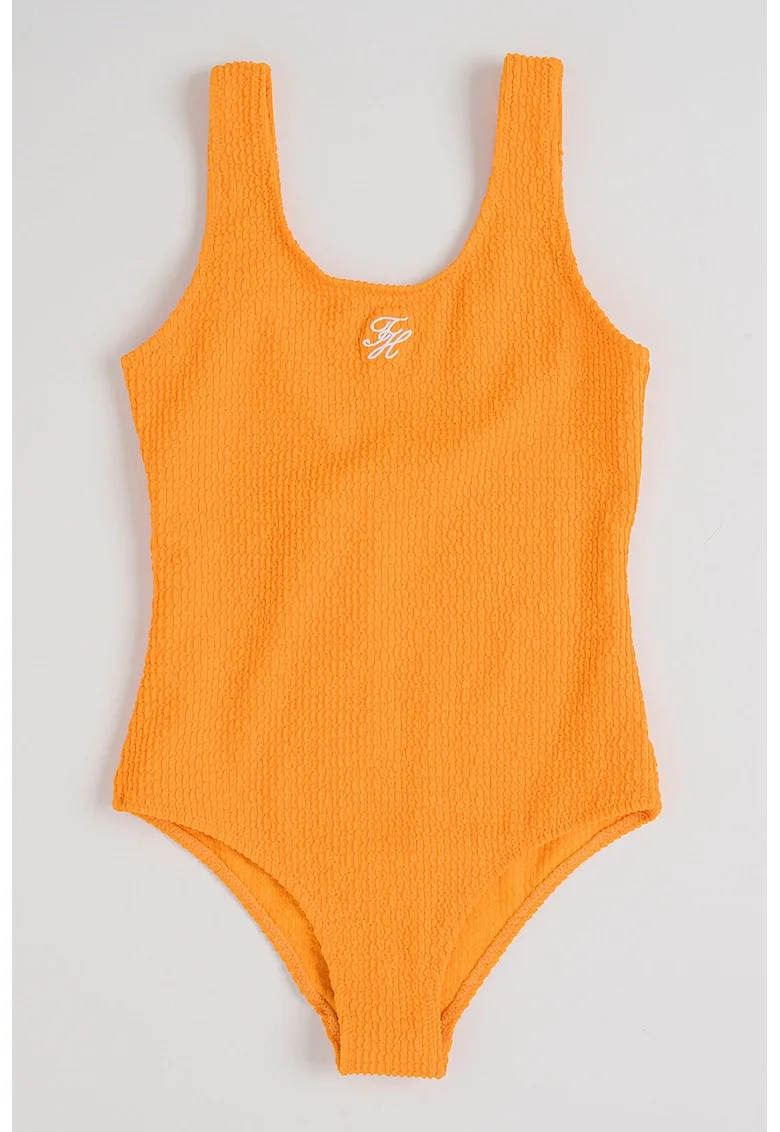 Costum de baie intreg texturat cu decolteu in U pe spate, Portocaliu