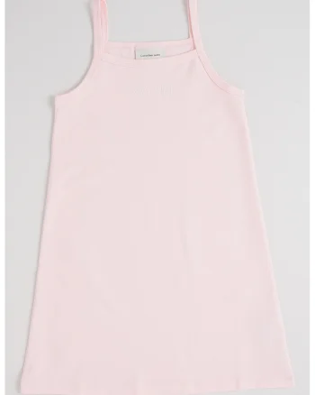 Rochie fara maneci cu decolteu patrat, Roz pastel