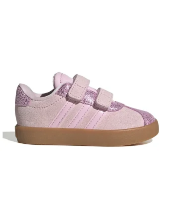 Pantofi sport VL Court 3.0 din piele intoarsa si piele cu velcro, Violet deschis/Roz pastel