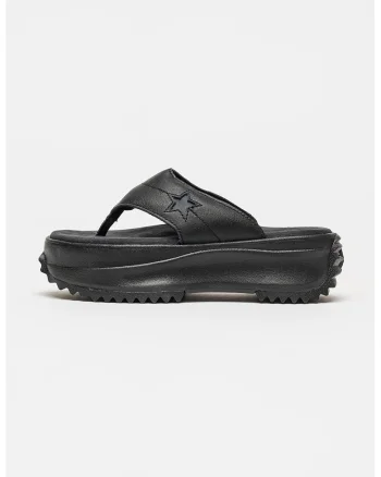 Papuci flip-flop flatform de piele All Star Chuck Taylor, Negru