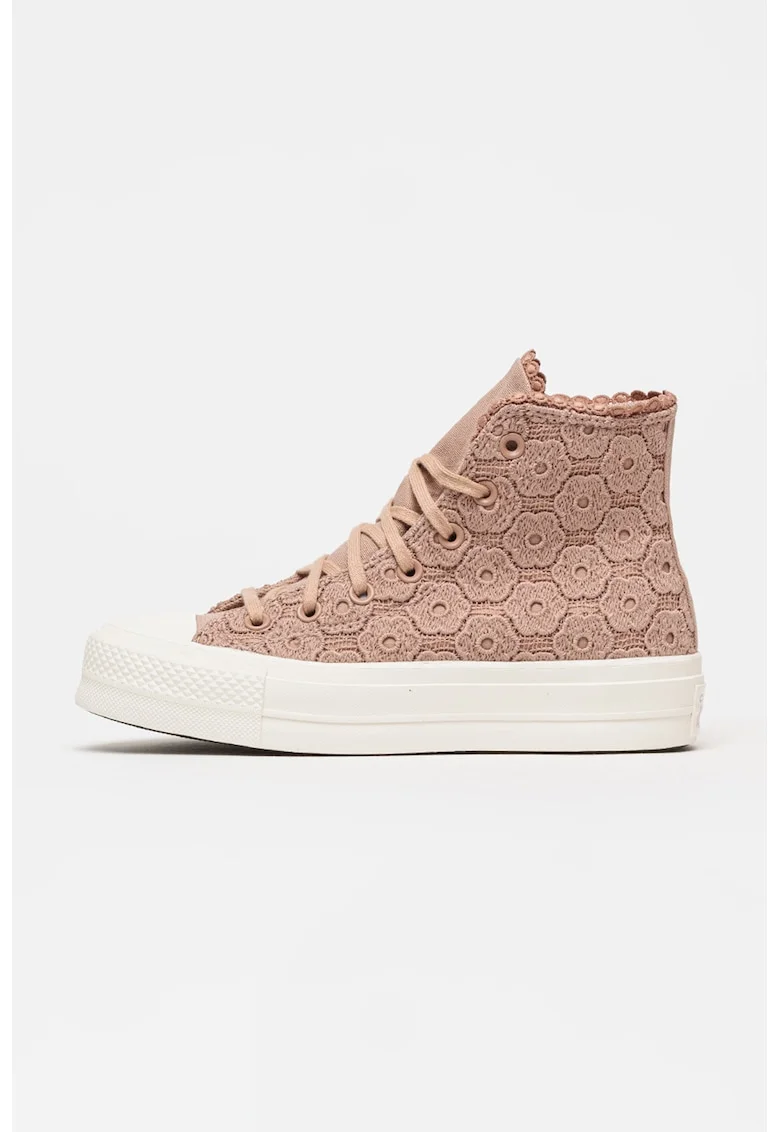Tenisi cu dantela crosetata Chuck Taylor All Star Lift, Roz prafuit