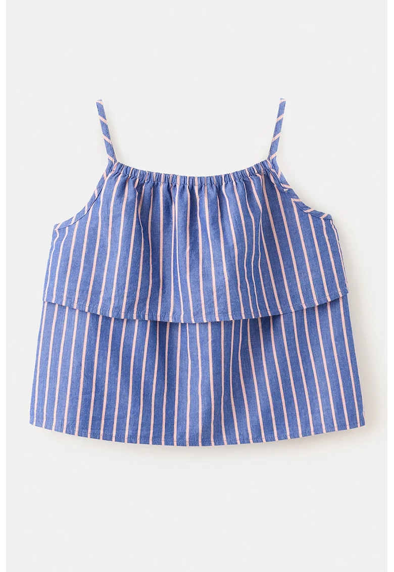 Bluza de bumbac du dungi, Roz somon/Albastru cobalt