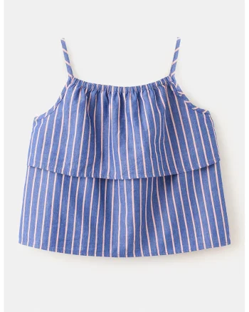 Bluza de bumbac du dungi, Roz somon/Albastru cobalt