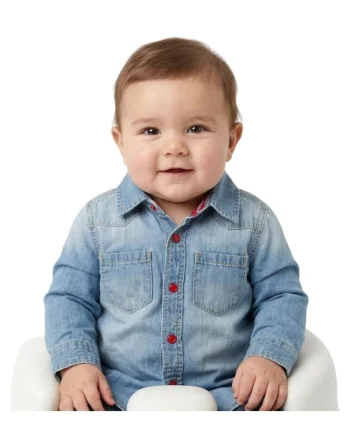 Camasa din denim cu maneca lunga,