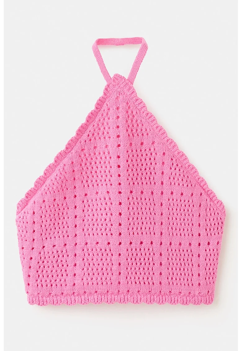 Top halter cu perforatii, Roz