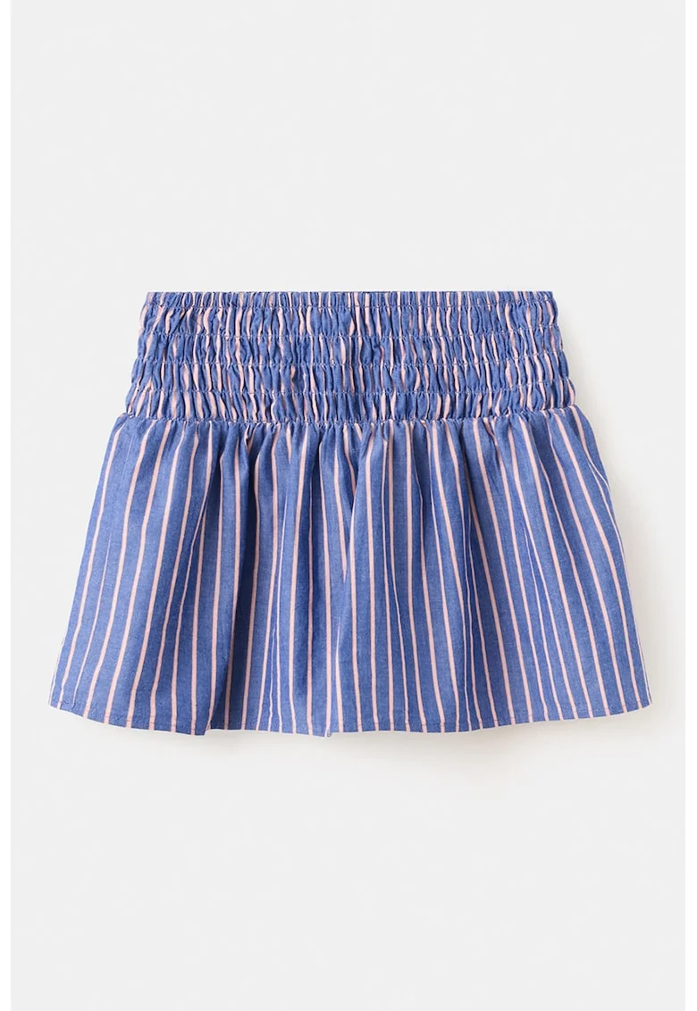 Fusta mini evazata cu dungi, Roz somon/Albastru cobalt