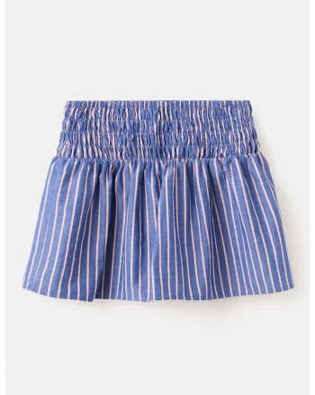 Fusta mini evazata cu dungi, Roz somon/Albastru cobalt