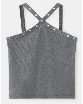 Top crop cu anouri metalice, Gri