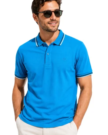 Tricou cu guler polo din bumbac cu logo discret