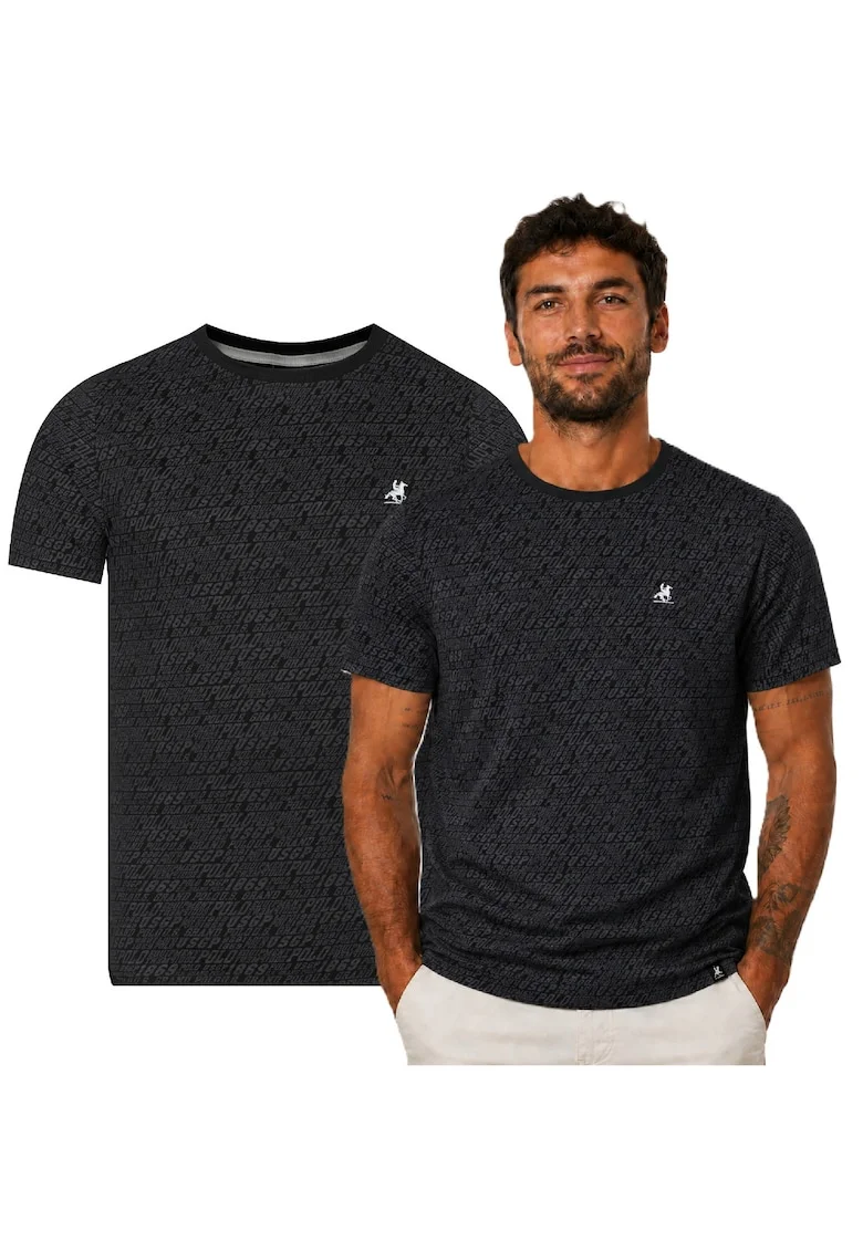 Tricou cu model logo si decolteu la baza gatului