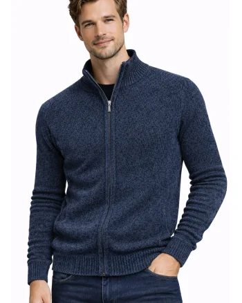 Cardigan cu fermoar si terminatii striate