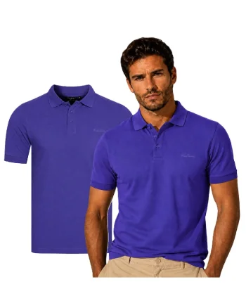 Tricou polo din bumbac uni regular fit