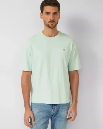 Tricou barbati, din jerseu gros de bumbac, Modern fit, Verde menta