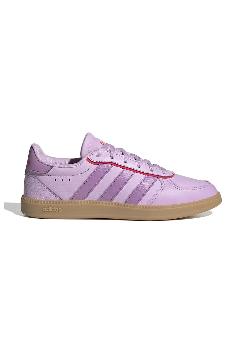 Pantofi sport de piele ecologica cu logo, Roz pastel/Lila