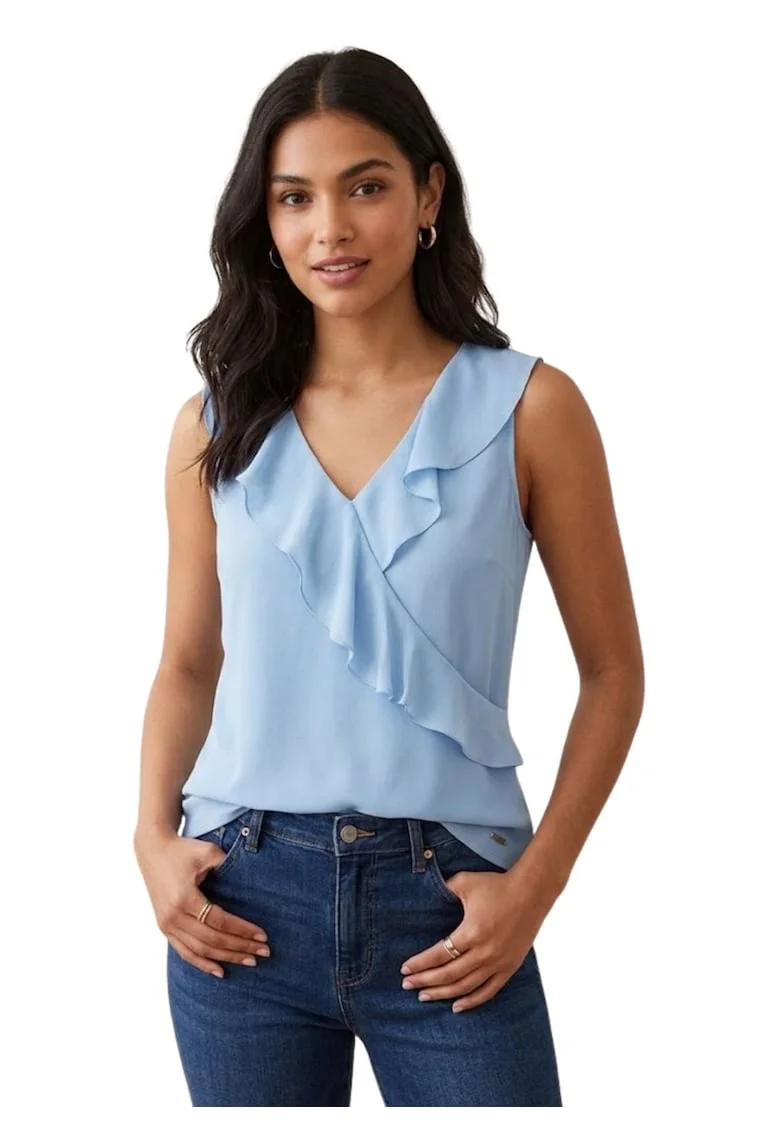 Bluza fara maneci cu volane,
