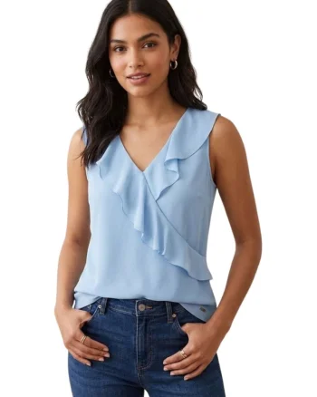 Bluza fara maneci cu volane,