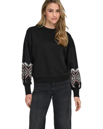 Bluza cu detalii brodate la maneci