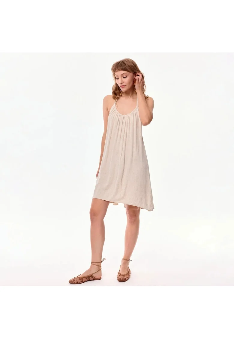 Rochie din amestec de in Sola, Bej