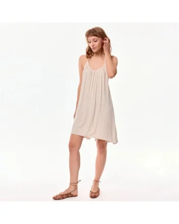 Rochie din amestec de in Sola, Bej